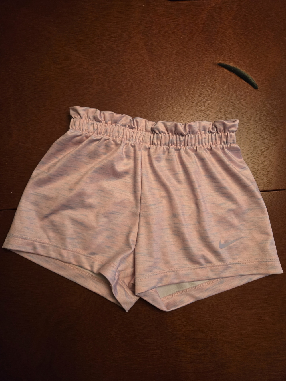 Nike Light Pink High-Waist Ruffle Elastic Athletic Shorts